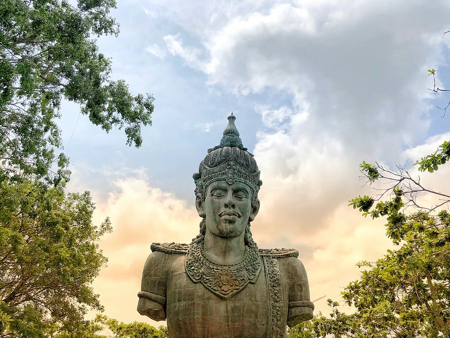 deity statue, art and craft, sculpture, tree, plant, sky, human representation HD wallpaper