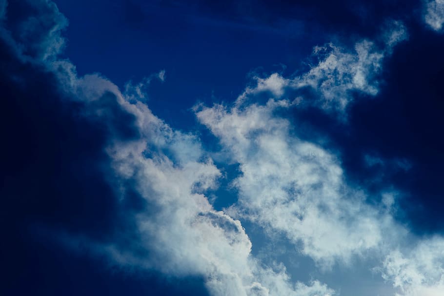 clouds during daytime, blue and white cloudy sky at daytime, contrast HD wallpaper