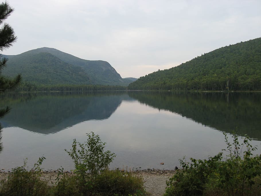 lake, mountains, reflection, water, nature, scenery, peak, forest HD wallpaper