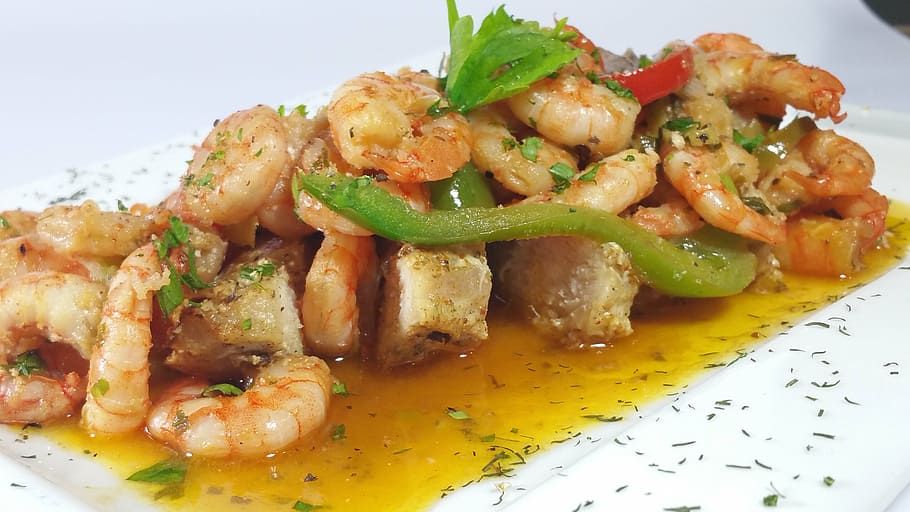 shrimp, fish, garlic, food, food and drink, ready-to-eat, healthy eating HD wallpaper