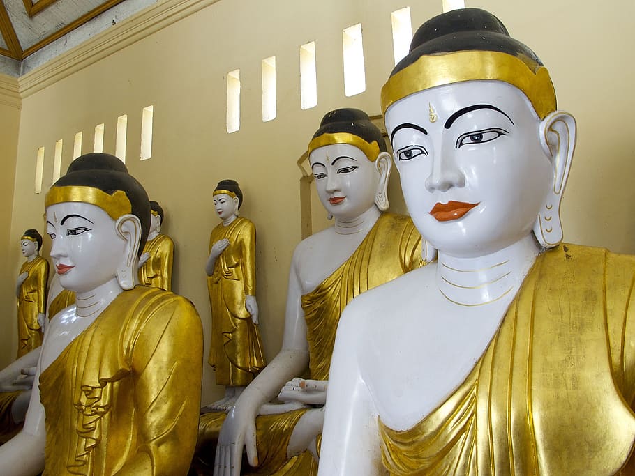 buddha, statue, gold, eastern, temple, burma, human representation HD wallpaper