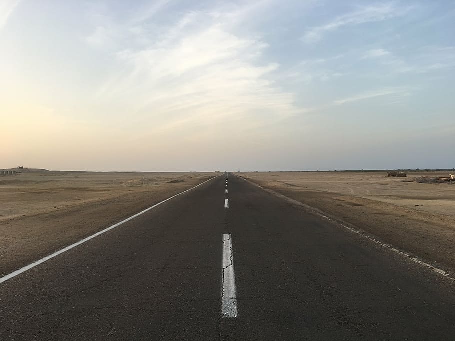 road, egypt, horizon, marsa alam, wide, clouds, mood, sky, direction, HD wallpaper