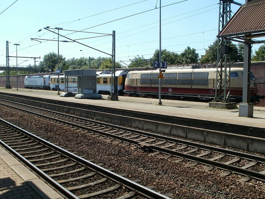 Train Station, Station, Platform, Hockenheim, railway, transport, HD wallpaper