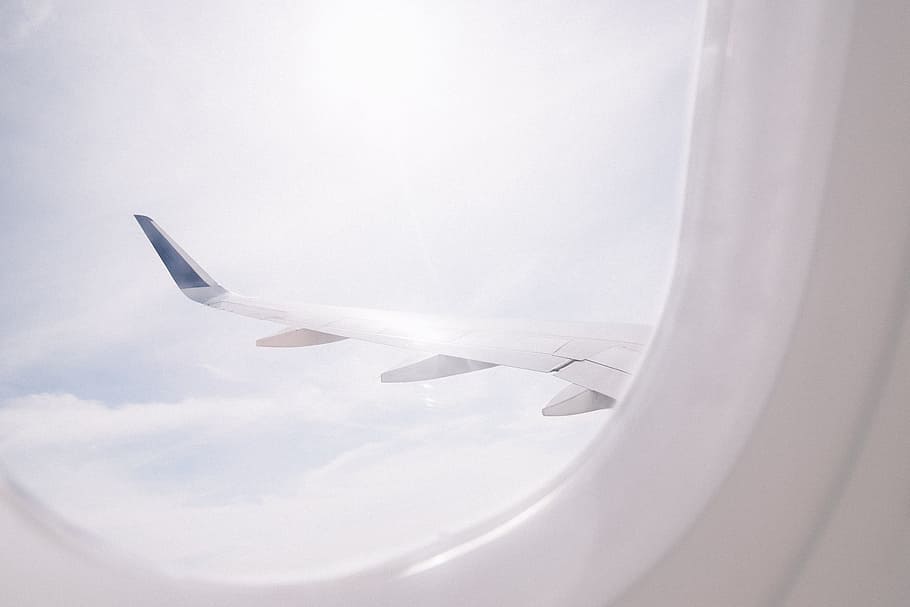 airplane flying over cloud during daytime, person taking picture at the window of plane, HD wallpaper