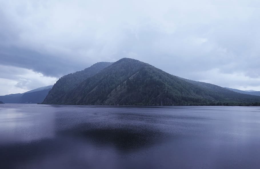 forest mountain near water, reflections, landscape, lake, outdoor HD wallpaper
