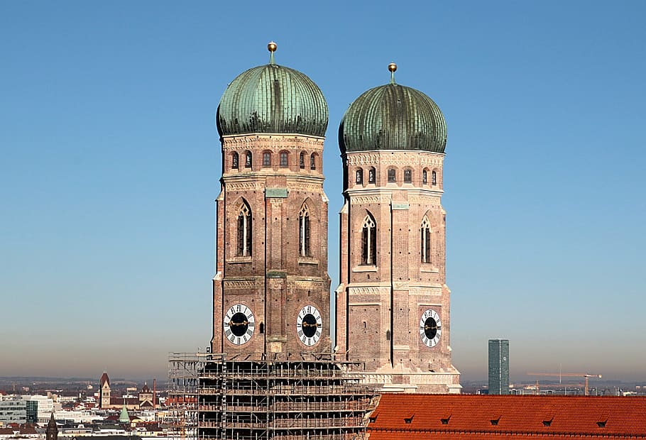 green and brown building under blue sky at daytime, frauenkirche