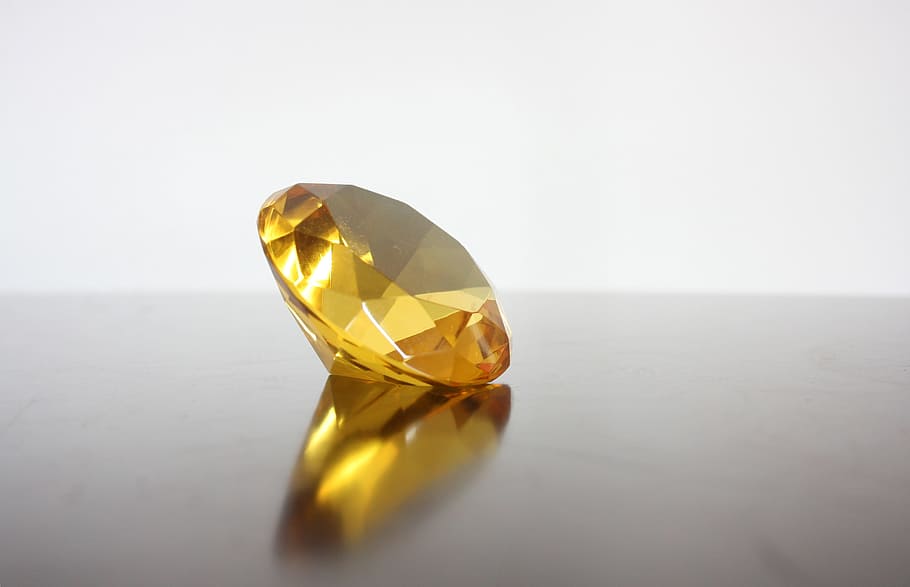 yellow gemstone, topaz, diamond, crystal, still life, glitter