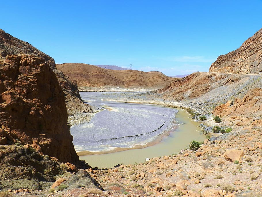 morocco, desert, landscape, scenics - nature, water, rock, sky HD wallpaper
