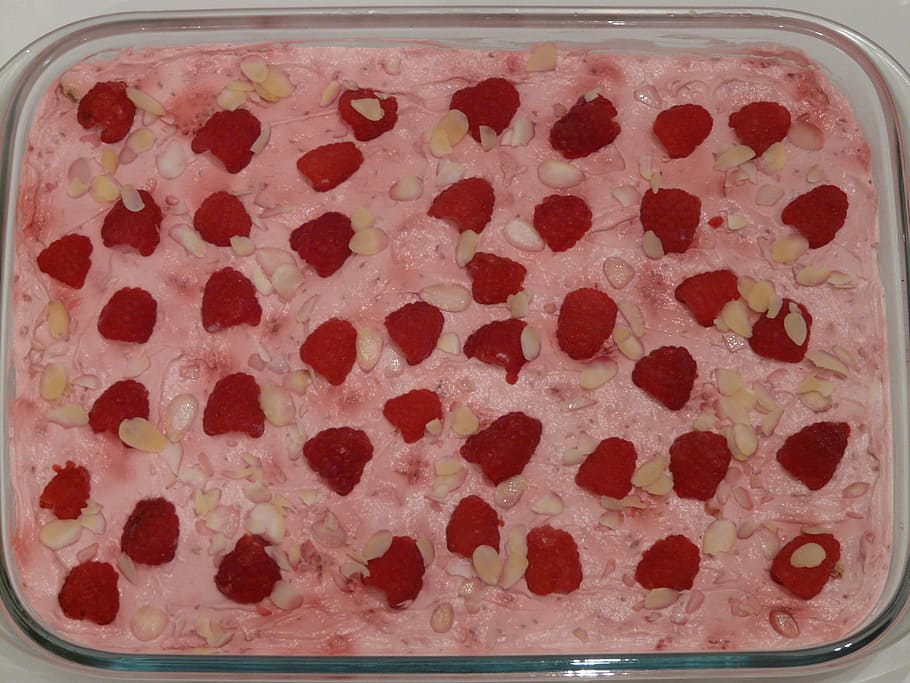 raspberry curd, quark, dessert, raspberries, sweet dish, pink HD wallpaper