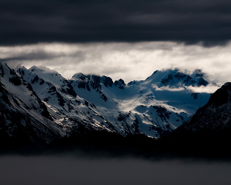 snow covered mountains under white clouds at daytime, landscape photography of white mountains HD wallpaper