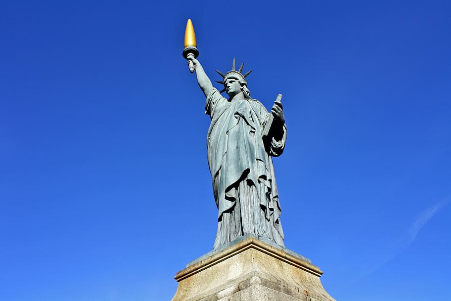 statue of liberty, monument, independence, landmark, dom, manhattan, HD wallpaper