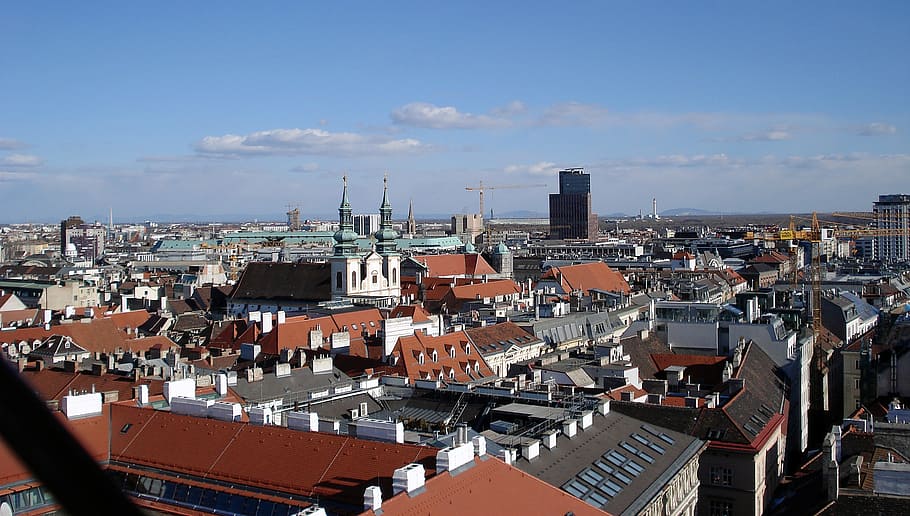 vienna, city, roofs, city view, architecture, building exterior HD wallpaper