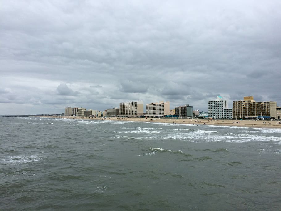 Beach, Ocean, Coast, Sea, Water, sky, cloudy day, seaside, resort HD wallpaper