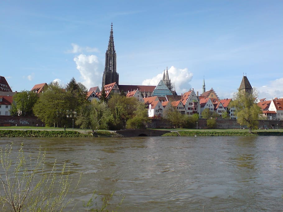 Ulm, Danube, River, Sky, Blue, Münster, architecture, built structure HD wallpaper