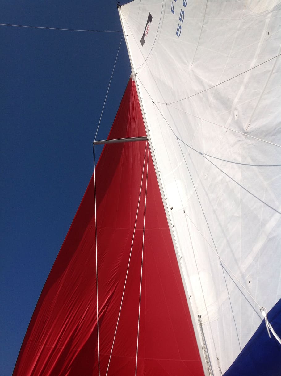 sailing, himmel, boat, red, sky, nature, day, blue, transportation HD wallpaper