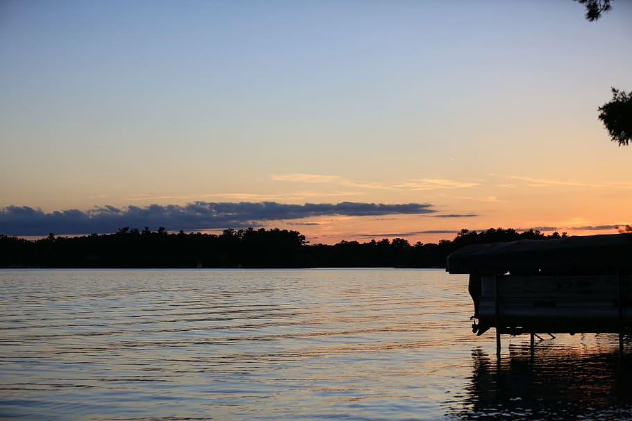 lake, chetek, wi, sunset, nature, reflection, dusk, water, sky HD wallpaper
