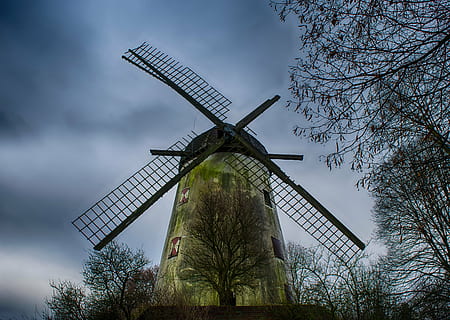 shallow focus photography of green and brown windmill, grind HD wallpaper