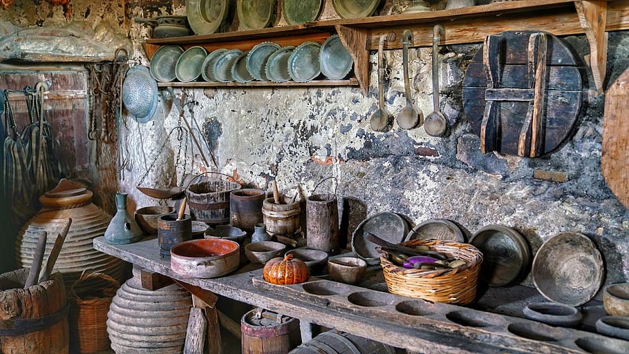 brown wicker basket beside black wooden congkak, monastery HD wallpaper