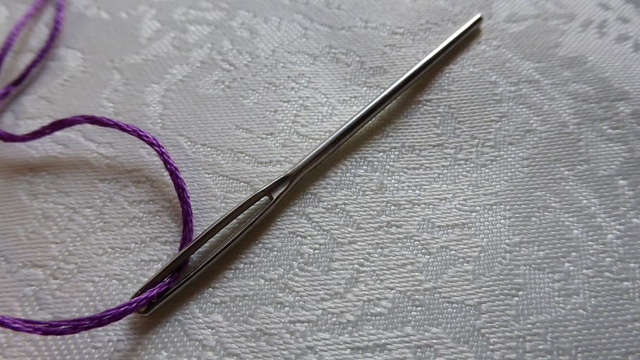 silver needle, Darning Needle, Yarn, Thread, sew, stuff, eye of a needle