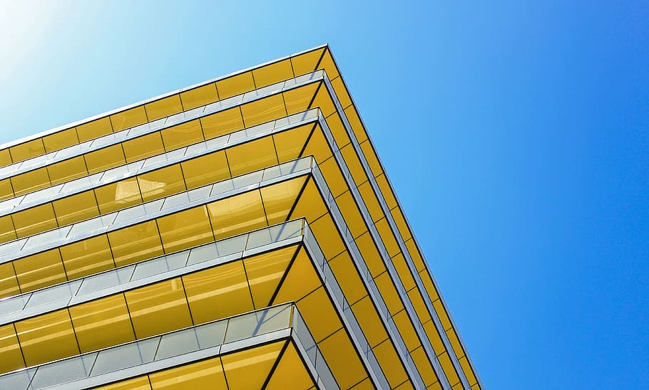 low-angle view of yellow and white building, london, architecture, HD wallpaper