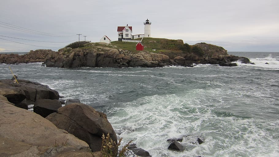 lighthouse, island, ocean, water, sea, rock, solid, rock - object HD wallpaper