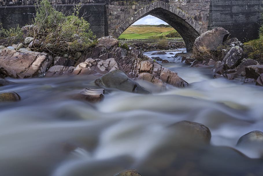 landscape, bridge, river, scenic, ireland, water, long exposure HD wallpaper