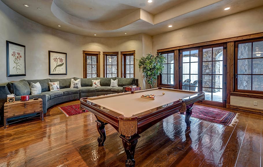 pool, pool table, pool and table, indoors, domestic Room, architecture HD wallpaper
