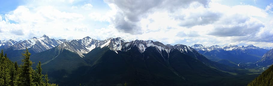 aerial photography of alps mountain, panorama, landscape, canada HD wallpaper