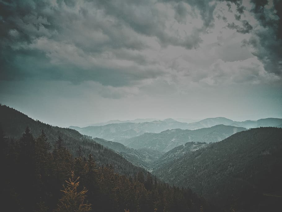 overlooking mountains, mountains and trees landscape photo, cloud HD wallpaper