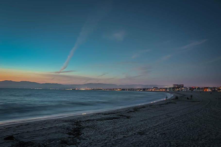 beach, dawn, dusk, nature, ocean, outdoors, sand, sea, seascape HD wallpaper