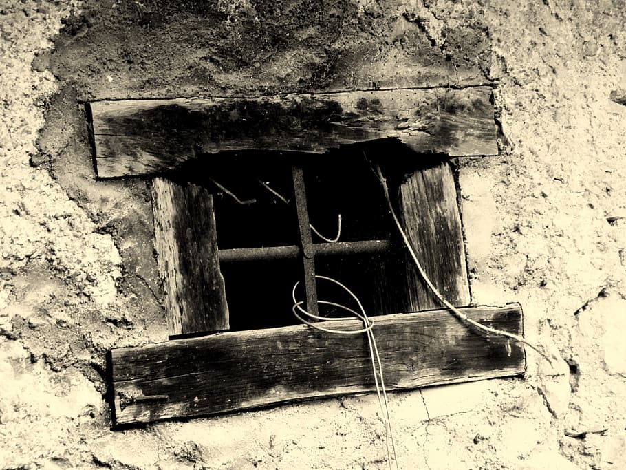 window, walled up, wire, architecture, old, built structure HD wallpaper