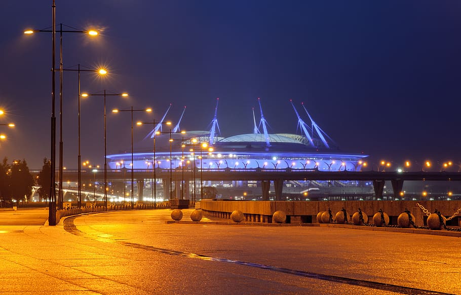 lights, night, stadium, park, transportation, illuminated, architecture HD wallpaper