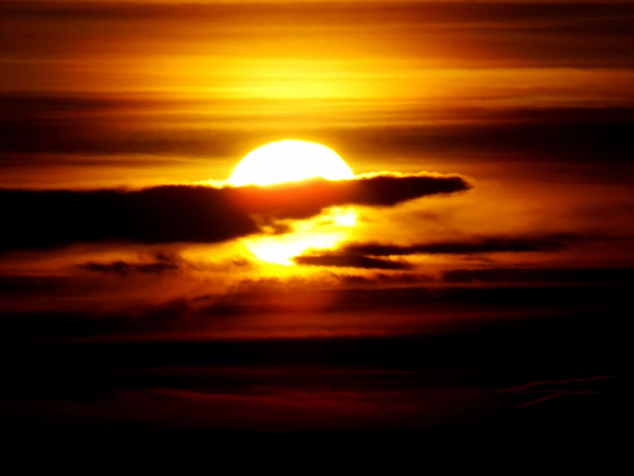 Sunset, Sun, Cloud, Sky, In The Evening, orange, cloud - sky HD wallpaper