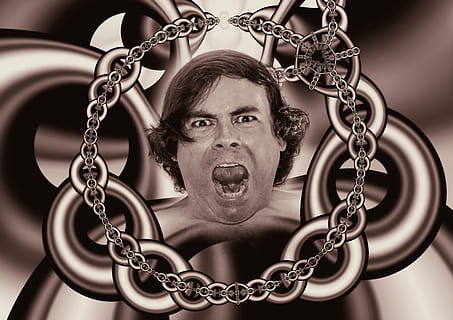 man portrait, chains, caught, psyche, patient, cry, suffering HD wallpaper