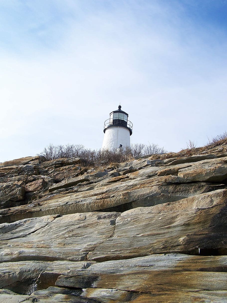 Lighthouse, Skyline, Clouds, Sea, travel, coastline, building HD wallpaper