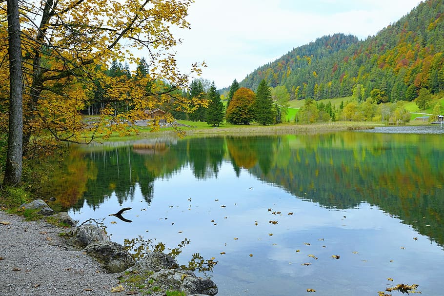 lake in front of mountain, ellmau, scheffau, austria, landscape