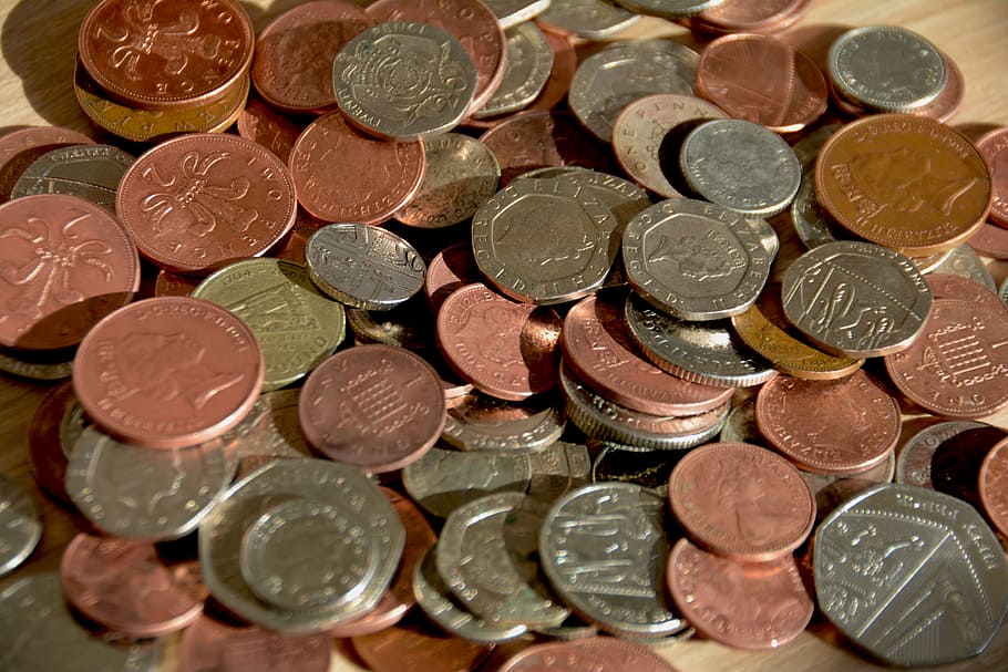 copper-and-silver-colored coin collections, cash, coins, money, HD wallpaper
