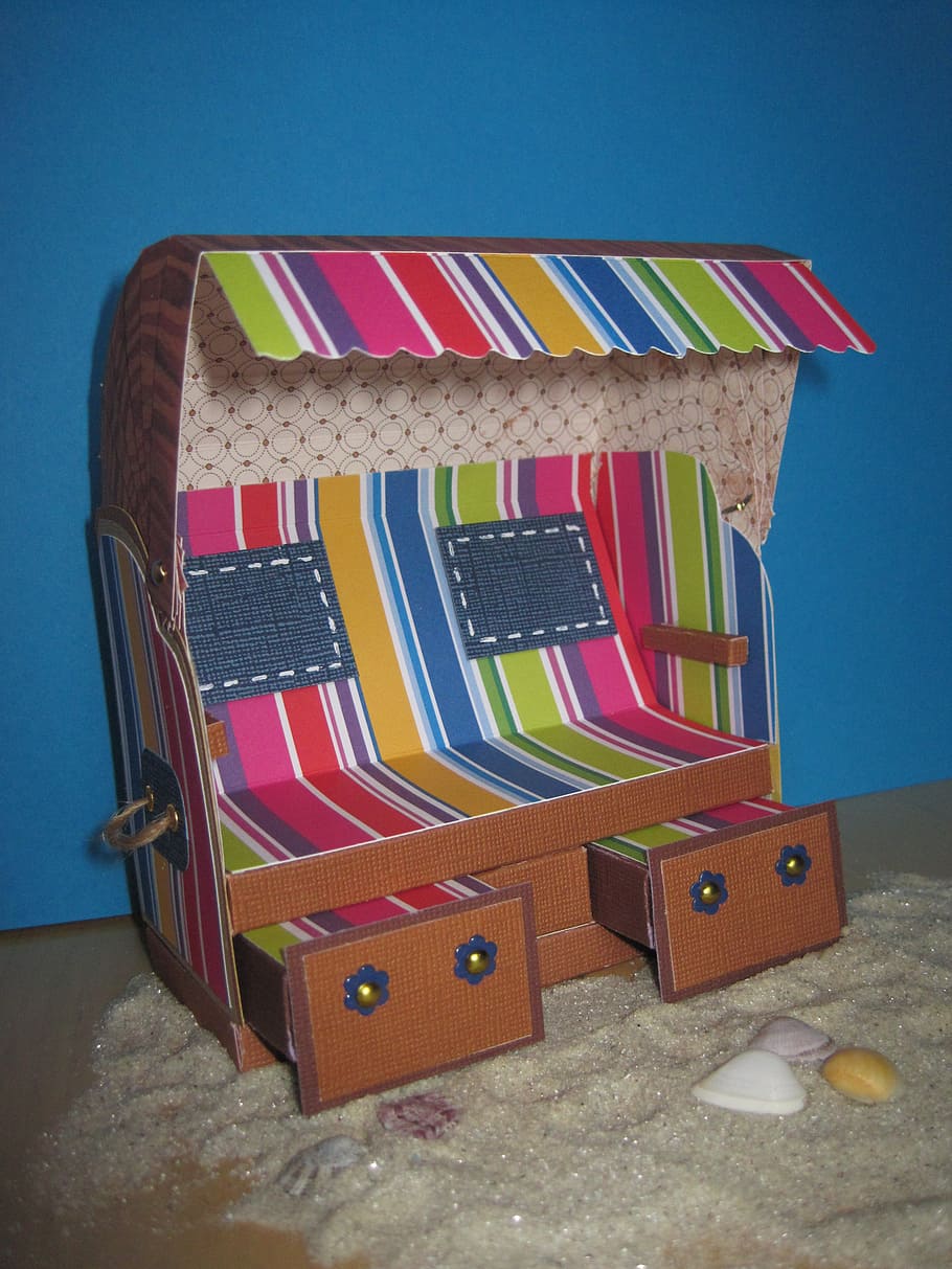 beach chair, decorative items, cardstock, homemade, tinkered, HD wallpaper
