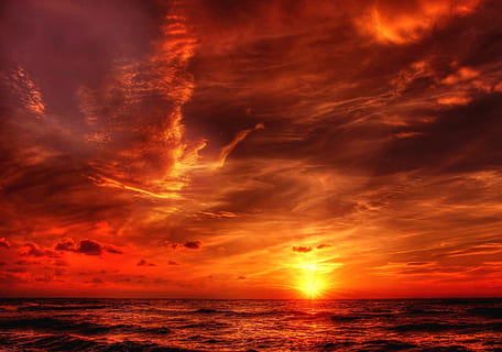 sea under cloudy weather during golden hour, sun, denmark, summer HD wallpaper