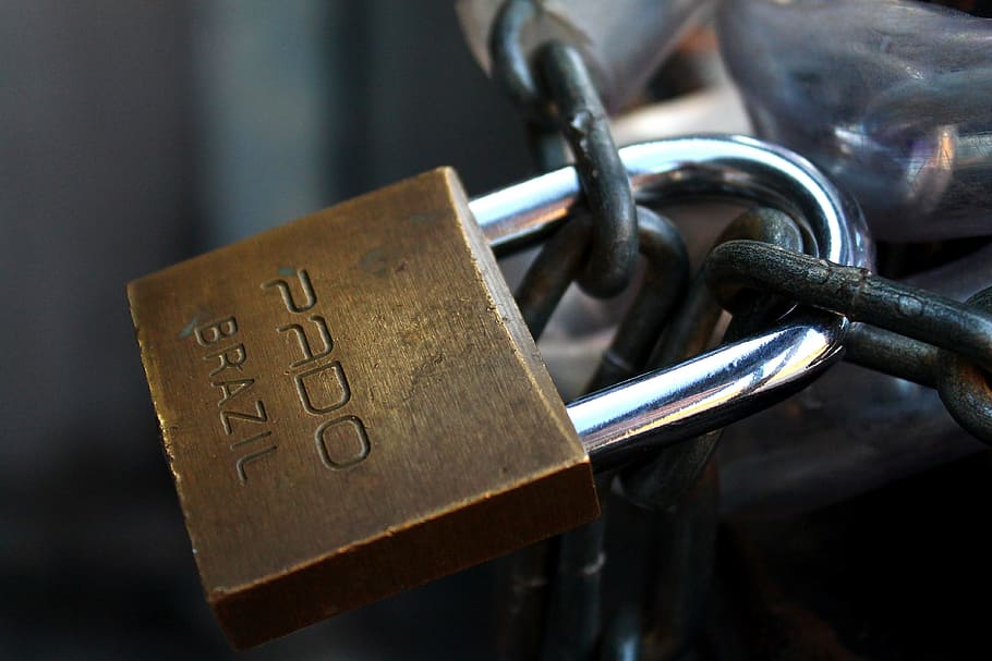 padlock, chain, security, closed, metal, safety, protection HD wallpaper
