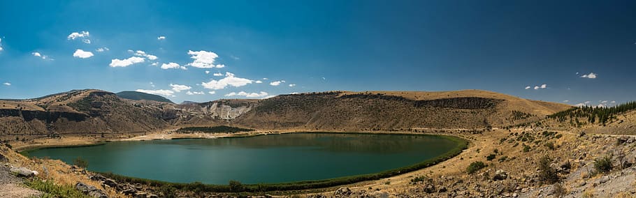 turkey, cappadogia, lagoon, nature, mountain, lake, landscape HD wallpaper