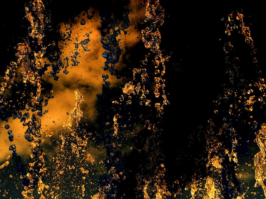 black and orange digital wallpaper, water, liquid, flowing HD wallpaper
