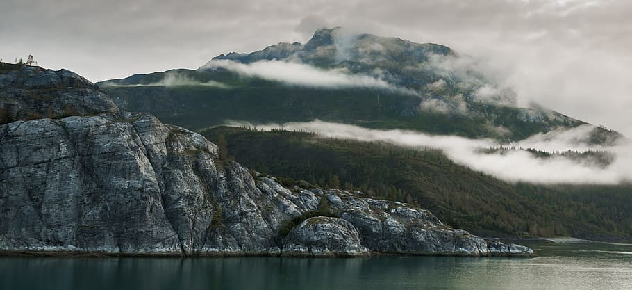 mountains covered with clouds, alaska, mist, wilderness, scenery HD wallpaper