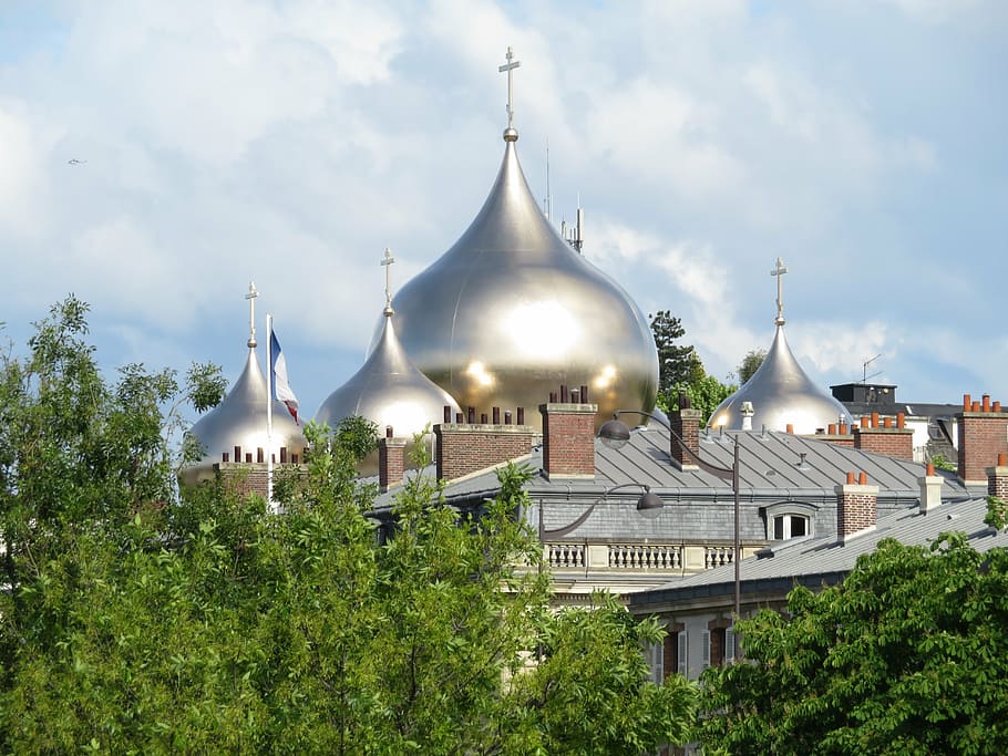 church, orthodox, russian, cathedral, paris, sainte, trinity, HD wallpaper