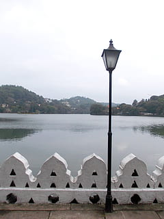 light post, kandy lake, evening, park, sri lanka, mawanella HD wallpaper