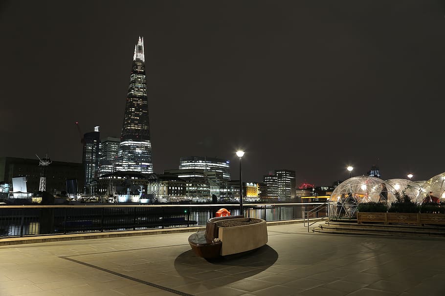 city, river, lights, illuminated, architecture, night, built structure HD wallpaper