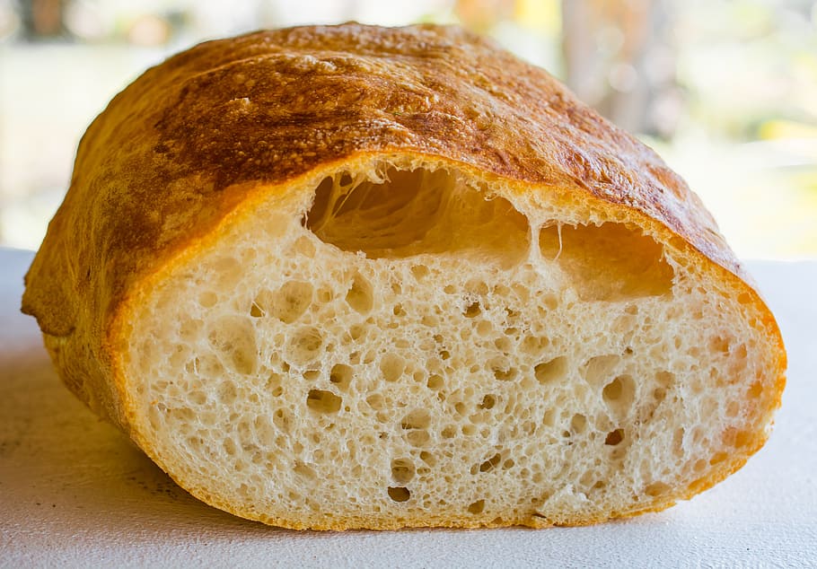 closeup photo of sliced bread on top of white surface, ciabatta HD wallpaper