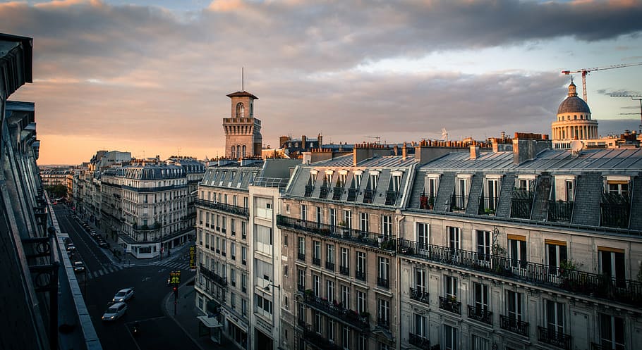 paris, sky, architecture, roofs, evening, building exterior HD wallpaper