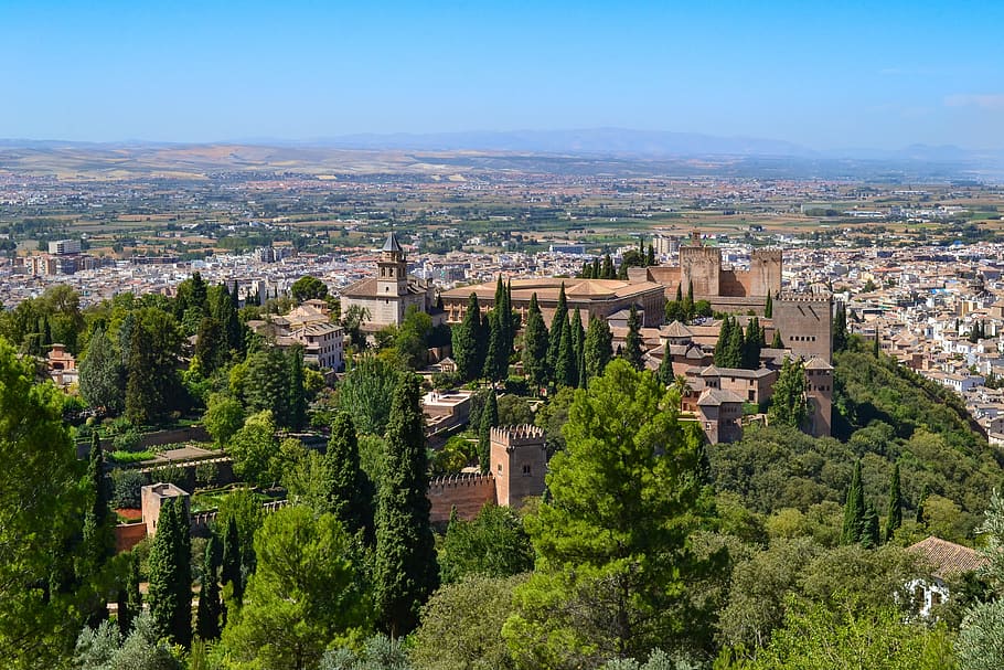 alhambra, granada, spain, palace, fortress, unesco, architecture