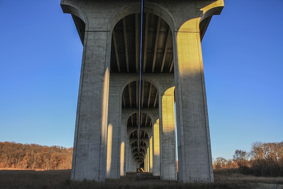 bridge, supports, architecture, highway, concrete, transport HD wallpaper
